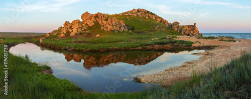 Karalar regional landscape park at dawn in Crimea.