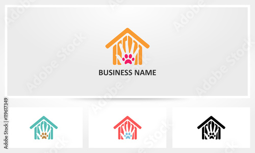 Pet House Paw Hand Logo