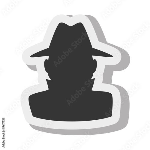 silhouette man hat detective spy isolated vector illustration eps 10