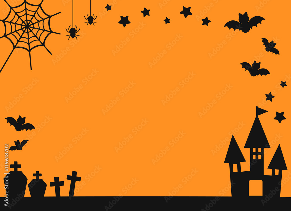 シンプルなシルエット風ハロウィンデザインのコピースペース 背景 横方向 ベクター素材 Stock ベクター Adobe Stock