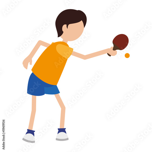 cartoon boy player ping pong vector illustration eps 10