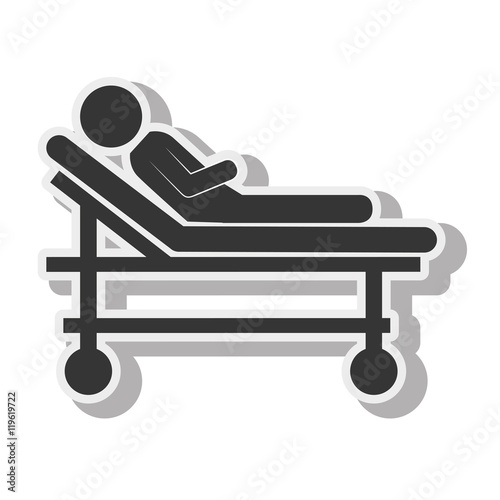 silhouette sick stretcher medical care design vector illustration eps 10