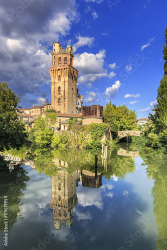 Italy, Italia. Veneto. Padova district. Padua, Padova. La Specola (old astronomic observatory) and the Bacchiglione river. photo