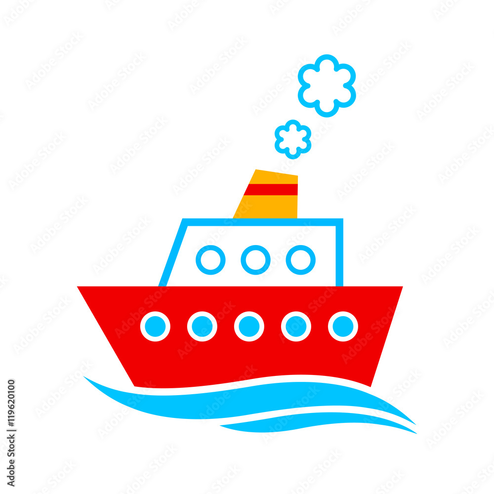 Ship vector icon on white background