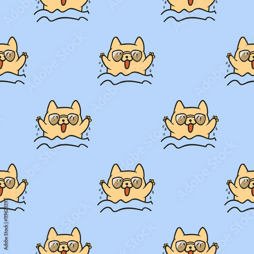 Cute doodle vector cats seamless pattern