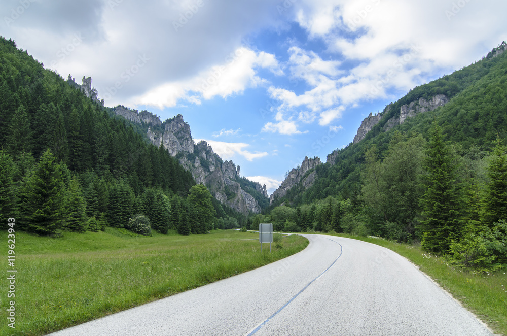 Mala Fatra mountain, Slovakia, Europe - Lonely road in beautiful National Park Mala Fatra