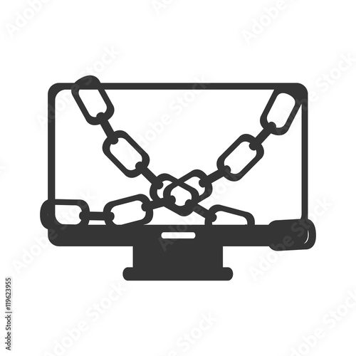 screen pc chain isolated vector illustration eps 10