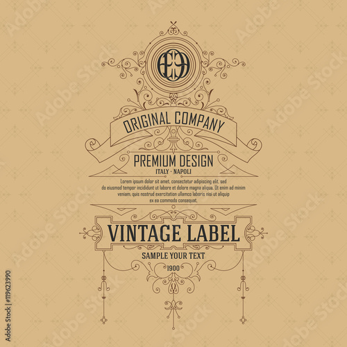 Old vintage card with floral ornament - vector