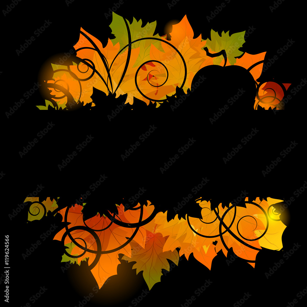 Halloween pumpkin with leafs holiday background