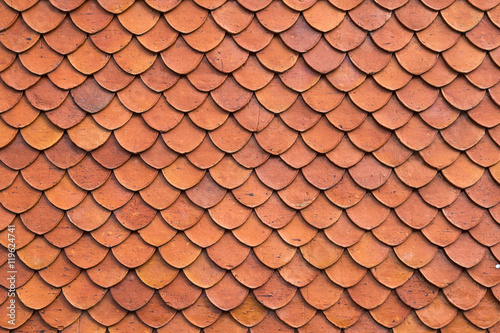Close up the red roof tile pattern