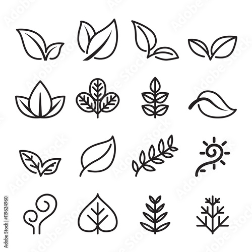 Wallpaper Mural Leaf , vegetarian, Herb icon set in thin line style Torontodigital.ca