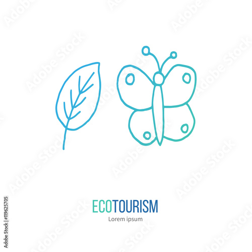 Vector ecotourism design element isolated on white
