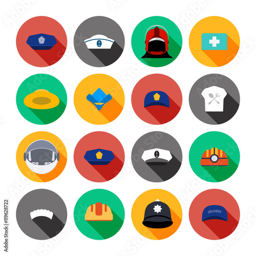 Set of vector icons of hats.