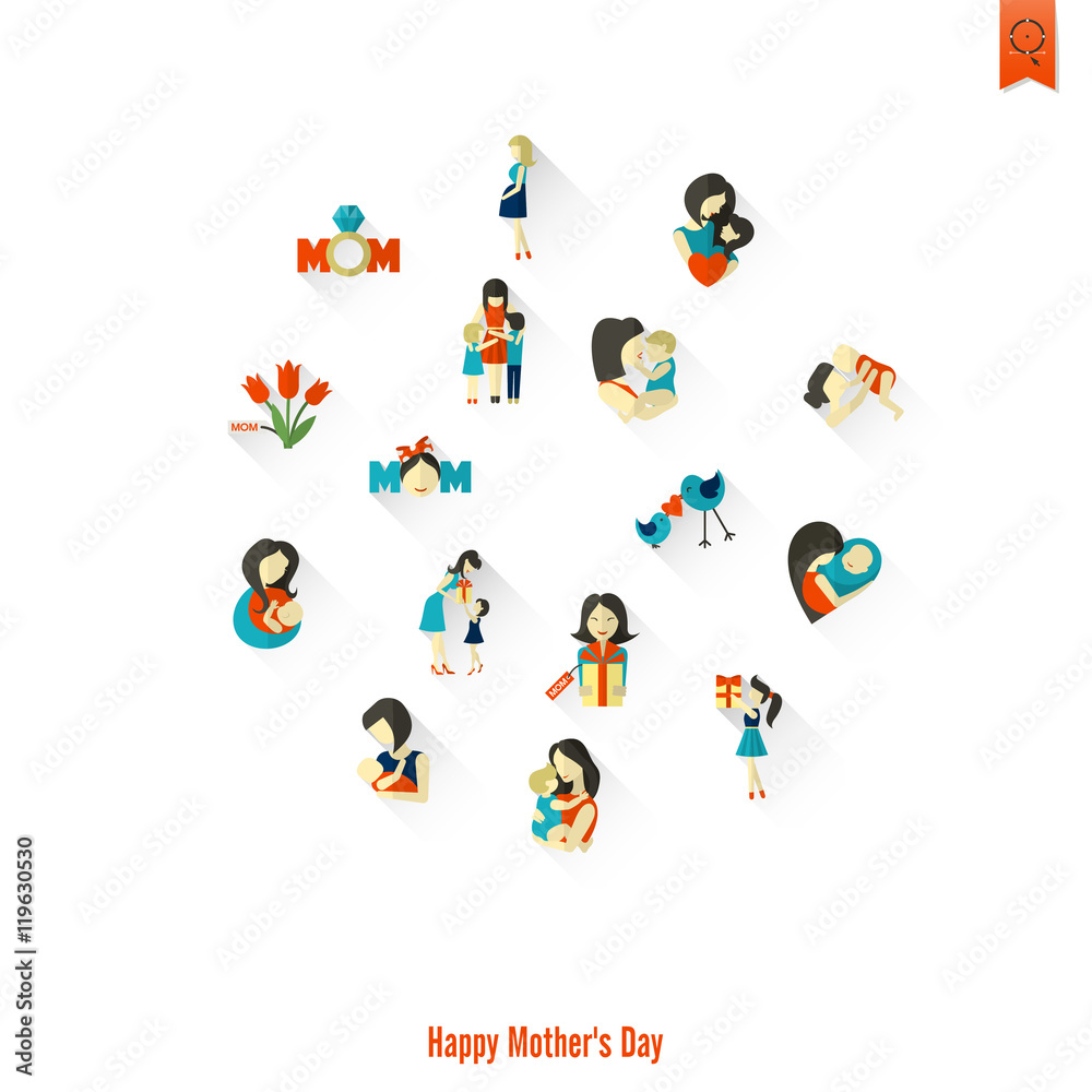 Fototapeta premium Happy Mothers Day Icons