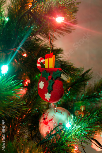 New Year's toy on the Christmas tree