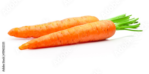 Two carrots isolated on withe background