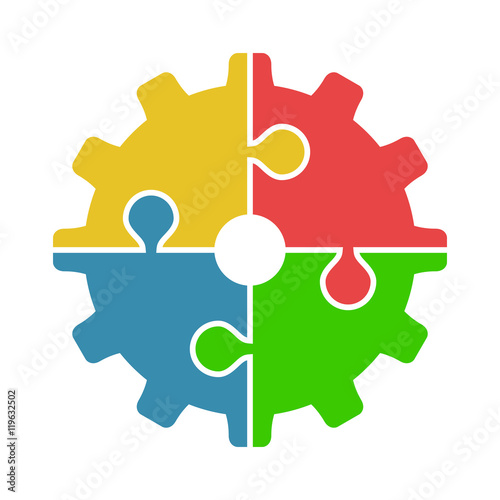 Cog of puzzle pieces