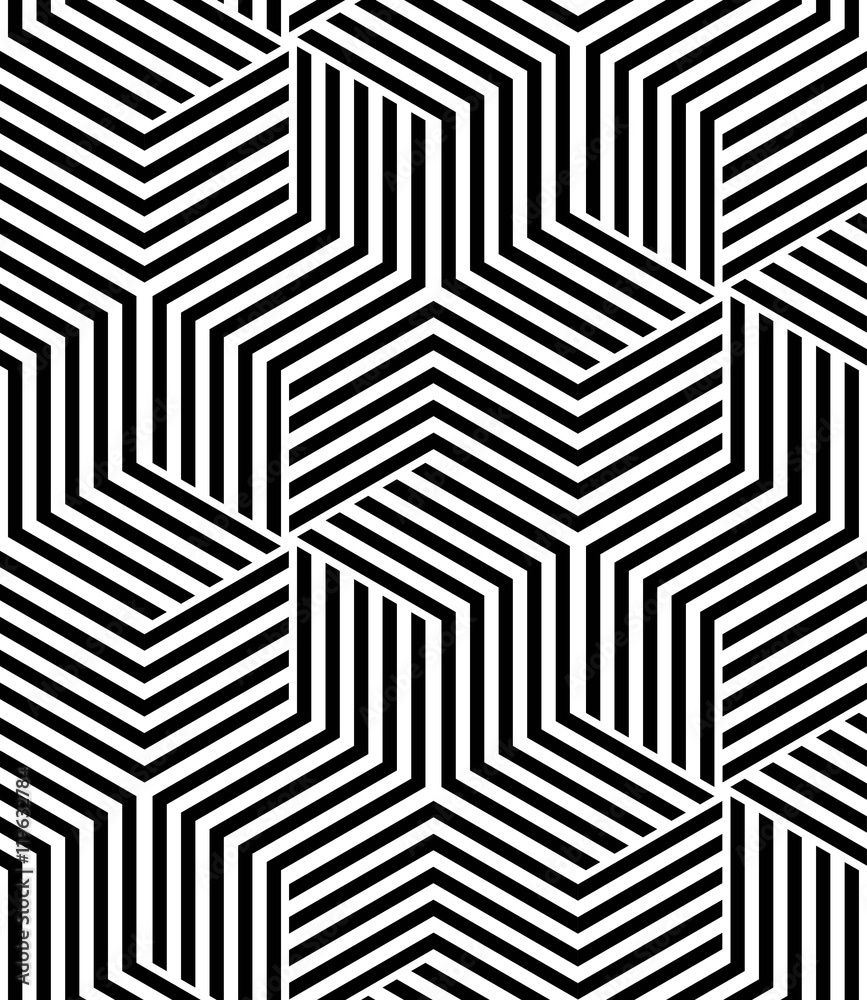 Vector seamless texture. Modern abstract background. Monochrome repeating pattern with hexagonal tiles. Vector seamless texture. Modern abstract background. Monochrome repeating pattern with hexagonal tiles.