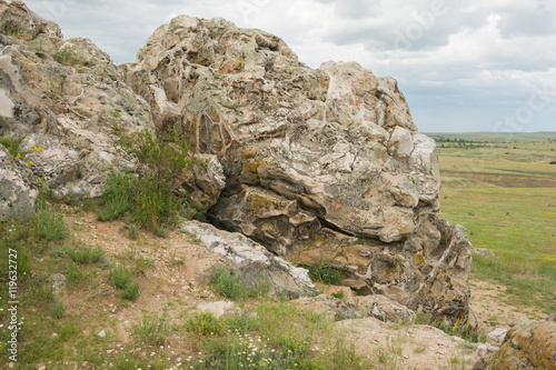 The fossils close-up on a mountain deep in Kamyshin Volgograd region © madhourse