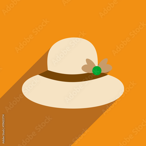 Flat icon with long shadow women hat