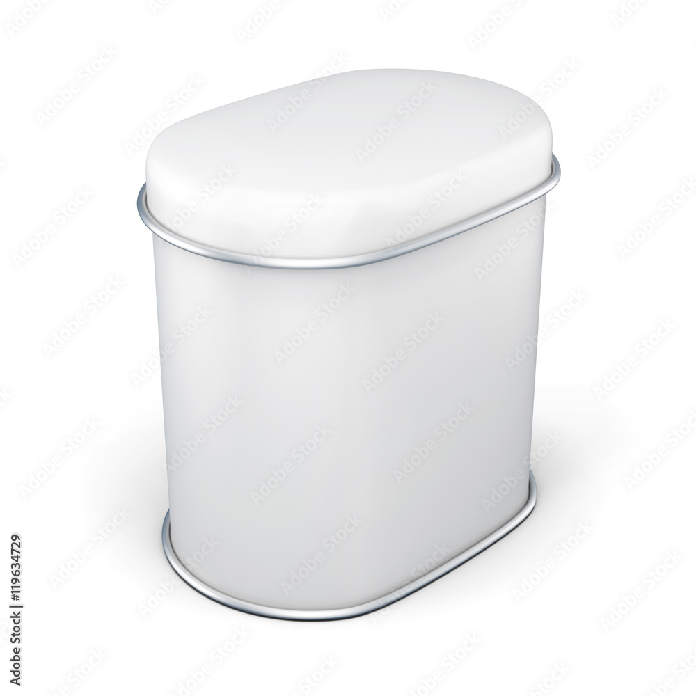 Tin white isolated on white background. 3d rendering. Tin white isolated on white background. 3d rendering.