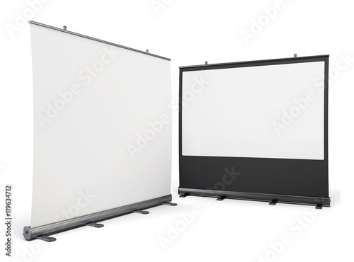 Portable screens for presentations isolated on white background.