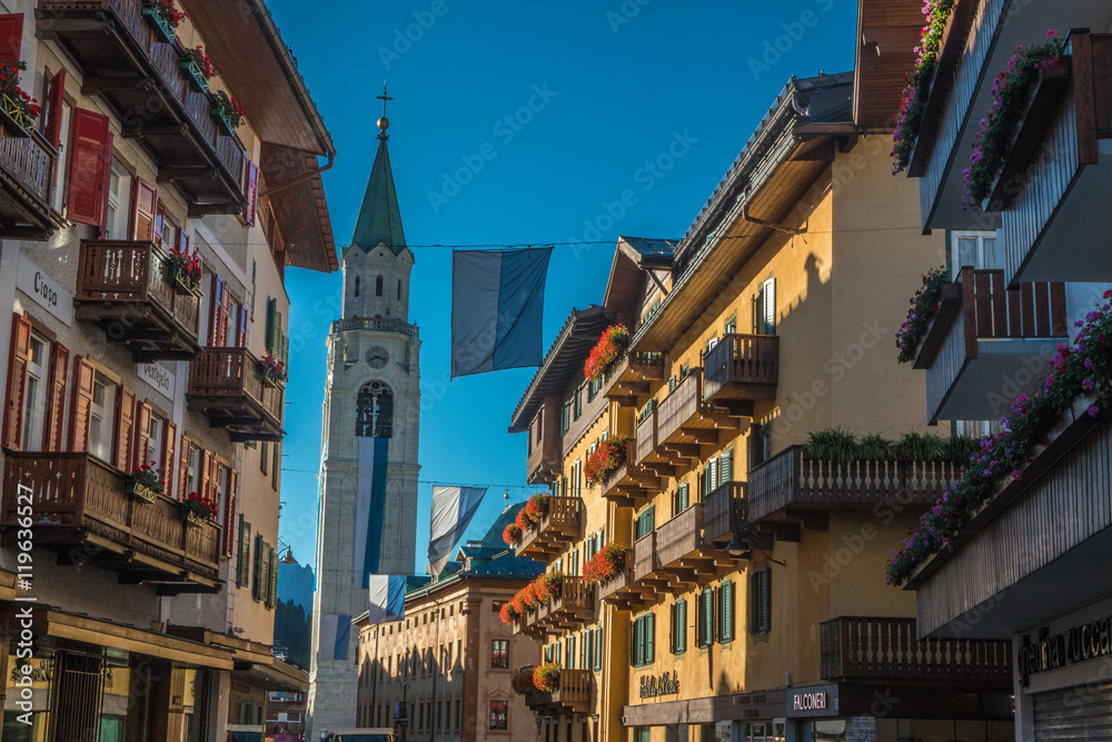 Obraz premium Cortina d'Ampezzo town in Italian Alps