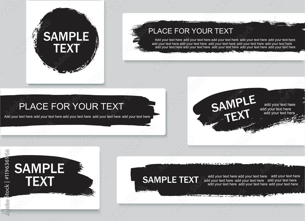 Vector banners, backgrounds, posters for quote or text collection. Hand drawn frames, strokes and round speech boxes. Grunge texture.