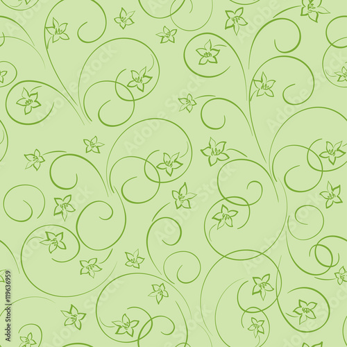 light green floral background - vector seamless pattern with flo