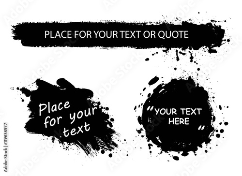 Vector banners  backgrounds  posters for quote or text collection. Hand drawn frames  strokes and round speech boxes. Grunge texture.