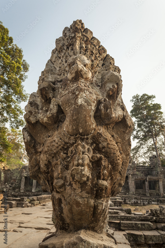 Naga in the Preah Khan temple, Angkor, Cambodia