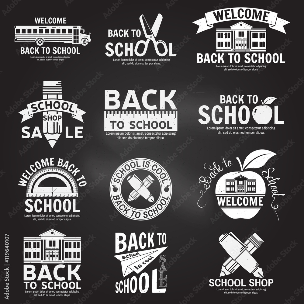 Set of retro school vintage badges and labels.