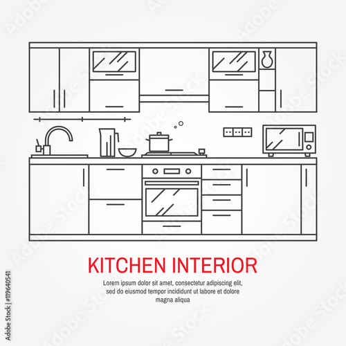 Modern kitchen wall interior.