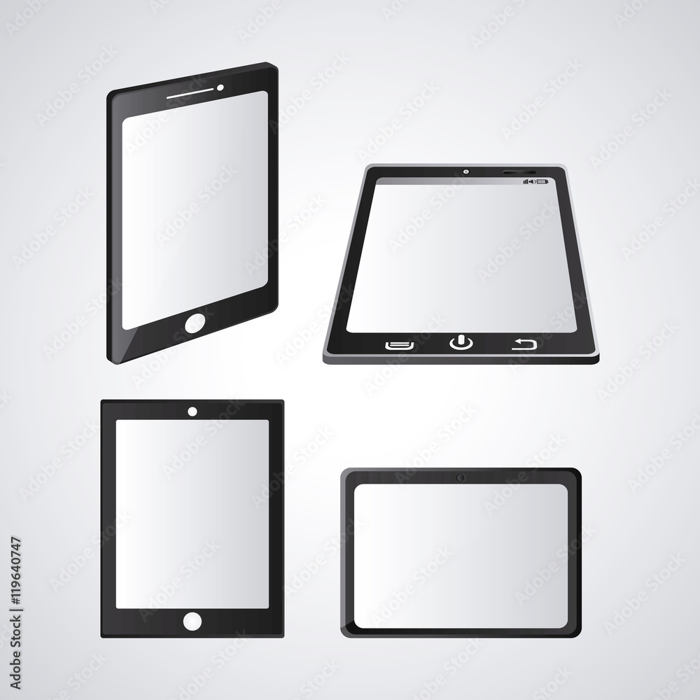 Tablet set black device display gadget technology tool icon. Isolated design. Vector illustration Tablet set black device display gadget technology tool icon. Isolated design. Vector illustration