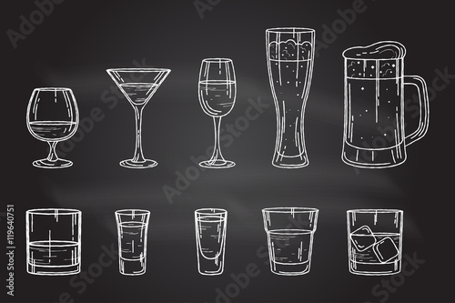 Set drink alcohol glass.