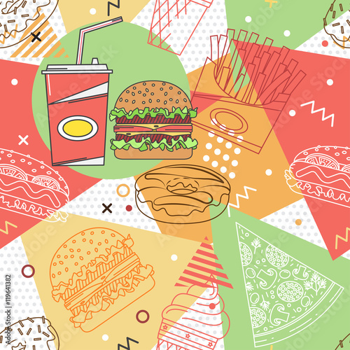 Fast food seamless pattern.