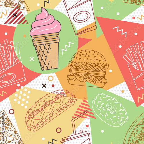 Fast food seamless pattern.