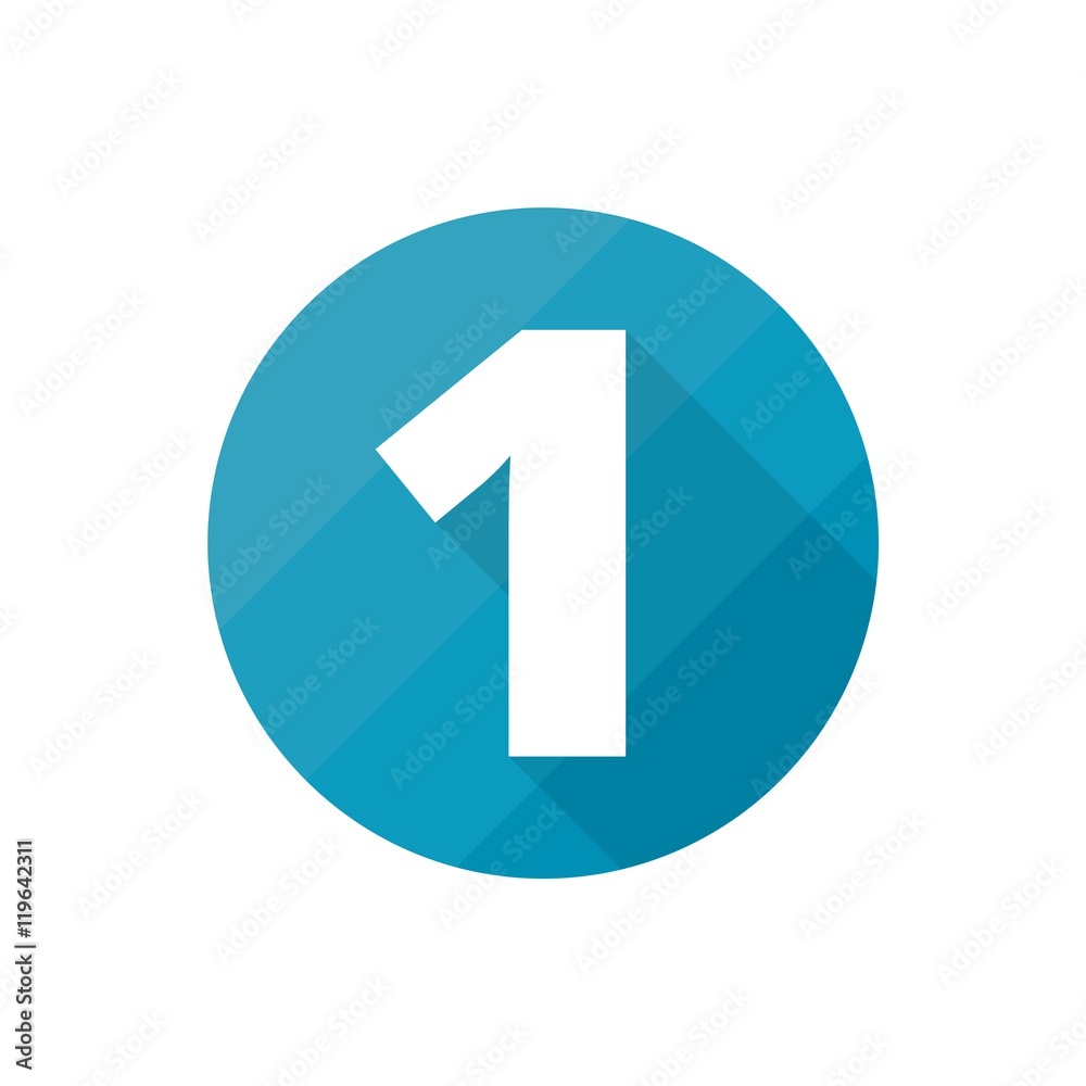 Number symbol 1, Flat icons set with long shadow Number symbol 1, Flat icons set with long shadow