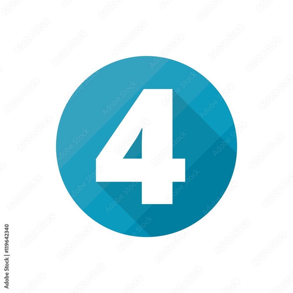 Number symbol 4, Flat icons set with long shadow Stock Vector | Adobe Stock
