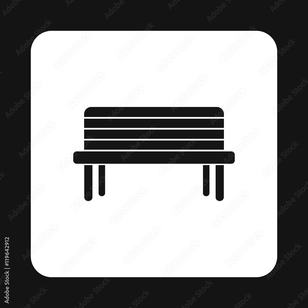 Wooden bench icon in simple style on a white background Wooden bench icon in simple style on a white background