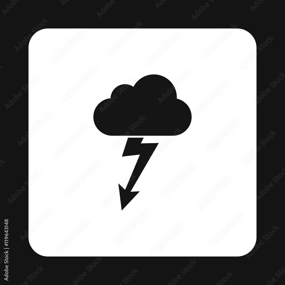 Cloud and lightning icon in simple style on a white background Cloud and lightning icon in simple style on a white background