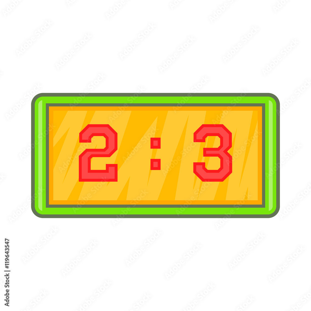 Football score icon in cartoon style isolated on white background. Sport symbol Football score icon in cartoon style isolated on white background. Sport symbol