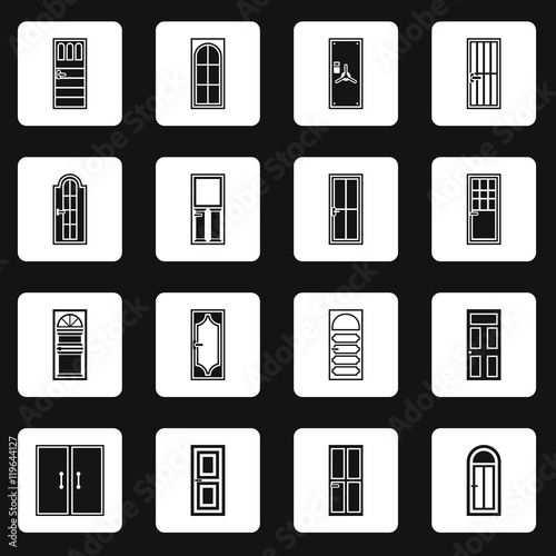 Door icons set in simple style. Front doors with doorframe set collection vector illustration