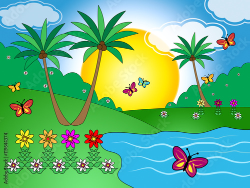 Wallpaper Mural Butterflies On Lake Means Outdoors And Landscape Torontodigital.ca