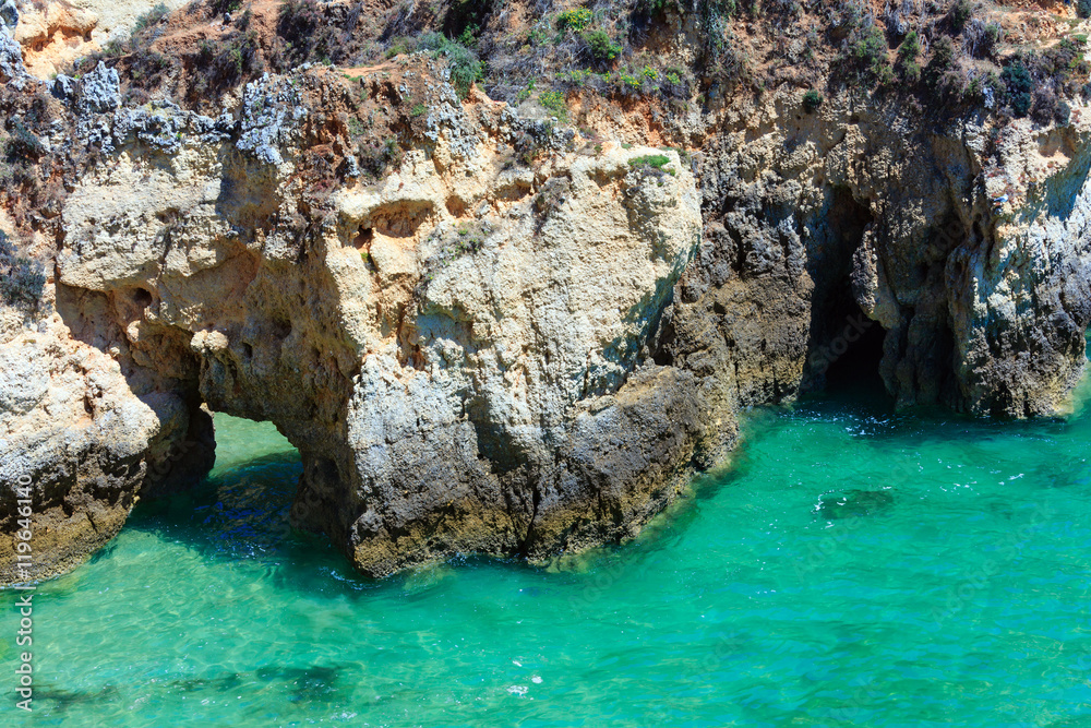 Summer Atlantic rocky coast (Algarve, Portugal).