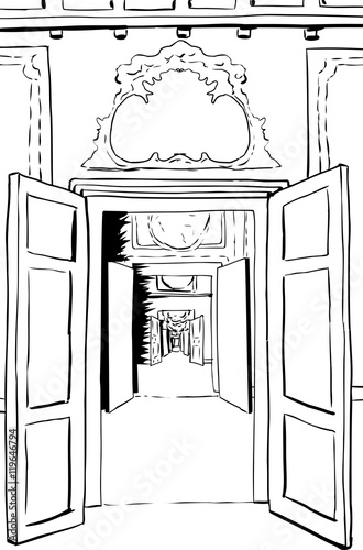 Outline of Doorways and Halls in Palace