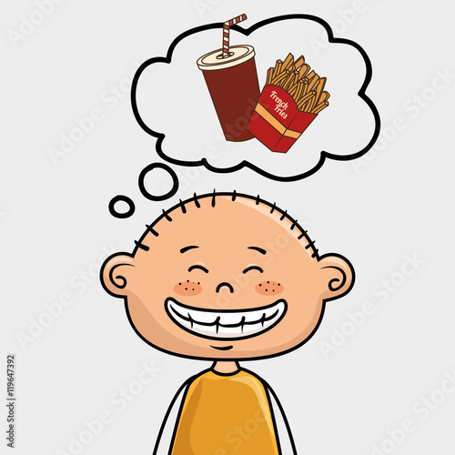 boy french fries drink vector illustration graphic