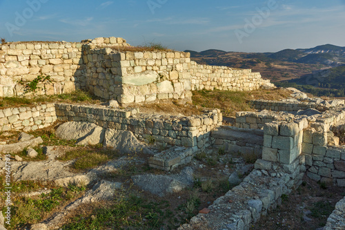 Sunrise panorama of ancient Thracian city of Perperikon, Kardzhali Region, Bulgaria