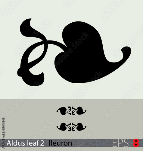 Classic fleuron of the Venetian typographer, Aldus Manutius, in the Renaissance period. Version for horizontal position. Suitable for any decorative purpose.