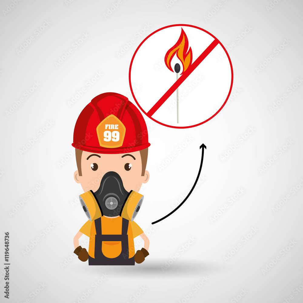 man fire helmet mask vector illustration graphic